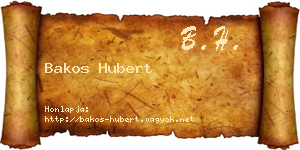 Bakos Hubert névjegykártya